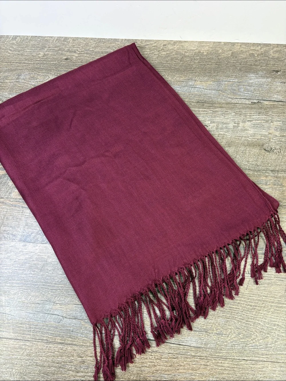 Pashmina 70% Pashmina / 30% Silk Burgundy Fringe Wrap Scarf Shawl